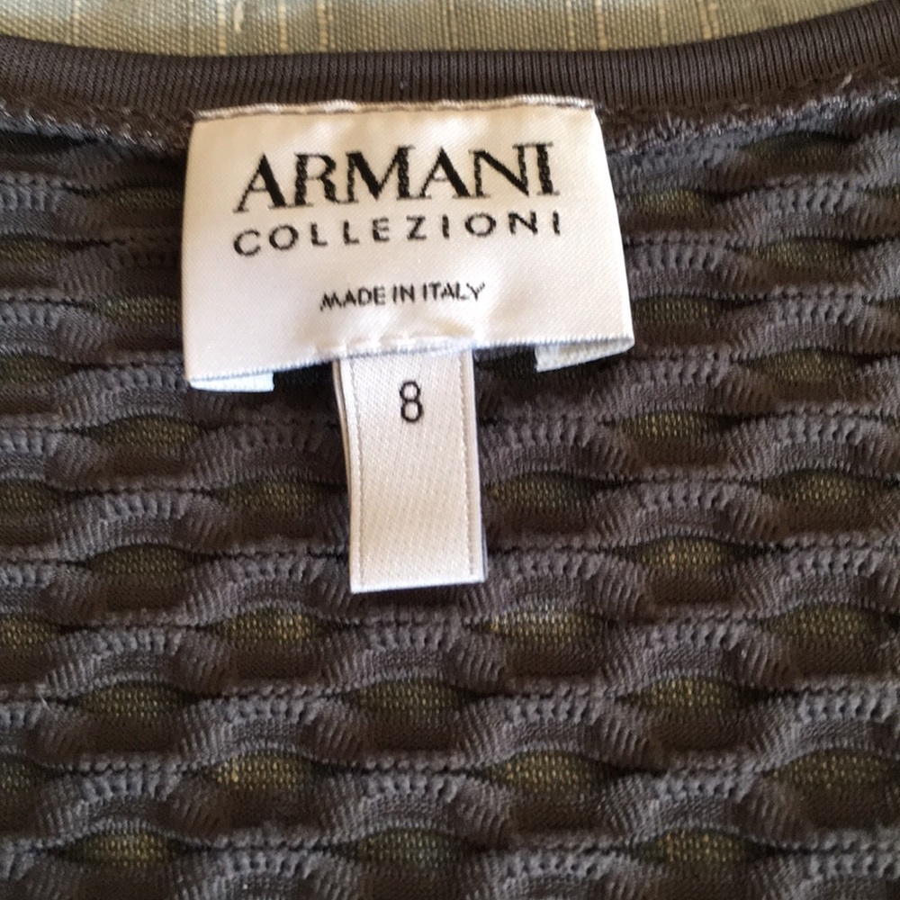 Armani Collezioni size 8 gunmetal lattice/cut top